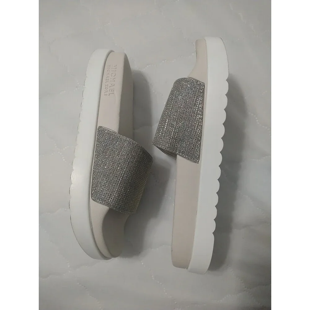 Michael Kors platform Embellished Bling Slides Size 8 Y2K City Boho Beachy